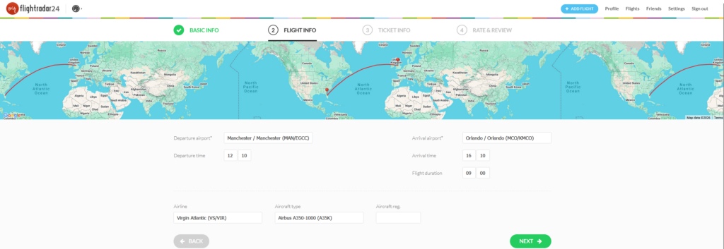 Automatically filled flight details